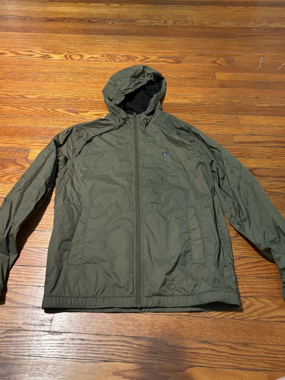 Volcom Dark Green Hooded Rain Jacket